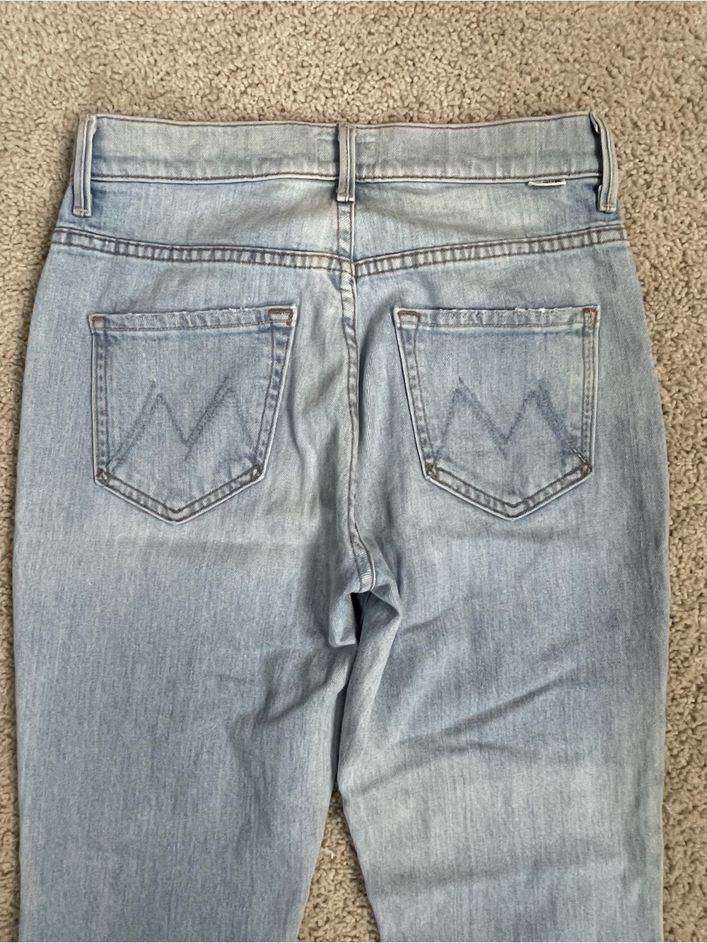 Women's MOTHER Light Blue Wash THE INSIDER CROP STEP CHEW High Rise JEANS 25 - Picture 4 of 8